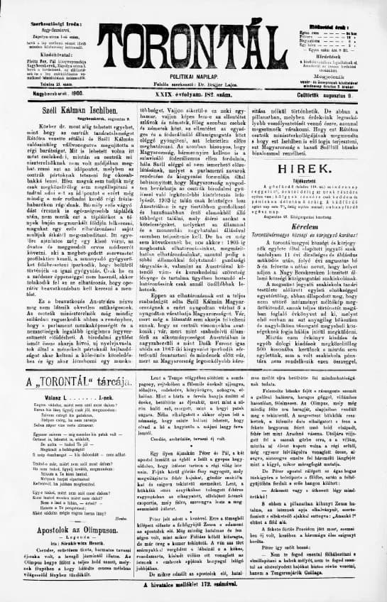 Torontál, 29. évf. 1900. augusztus 9. 182. sz.
