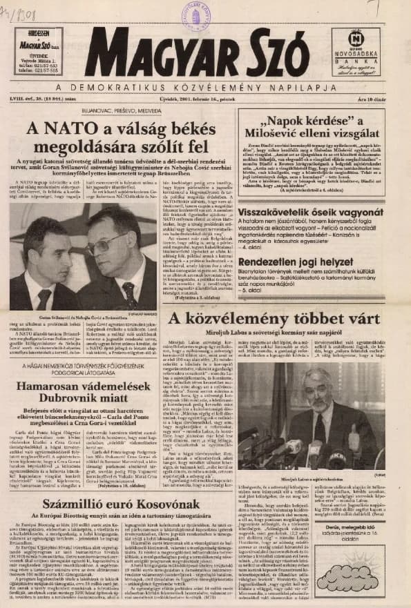 Magyar Szó, 58. évf. 2001. február 16. 38. sz. 1–16. oldal