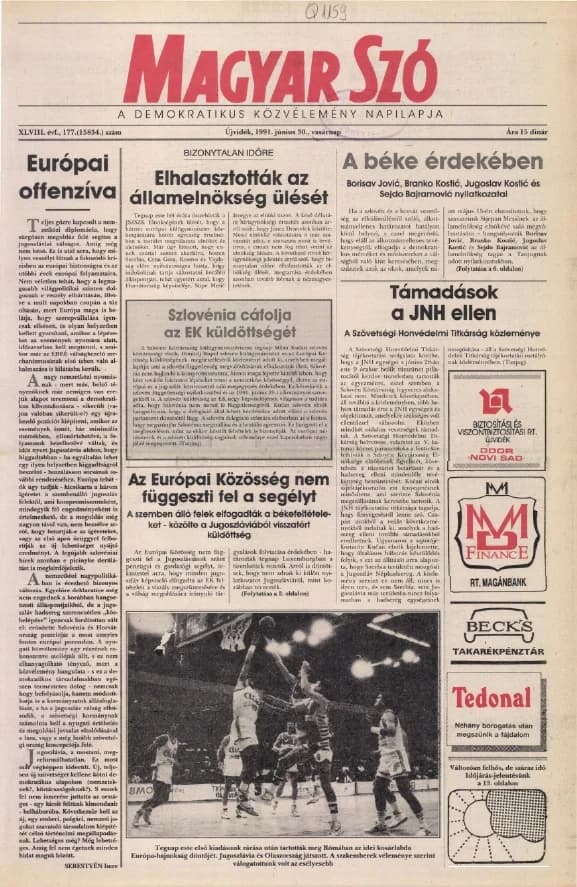 Magyar Szó, 48. évf. 1991. június 30. 177. sz. 1–28. oldal