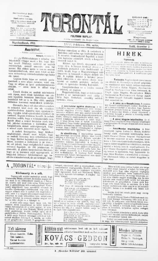 Torontál, 31. évf. 1902. december 2. 276. sz.