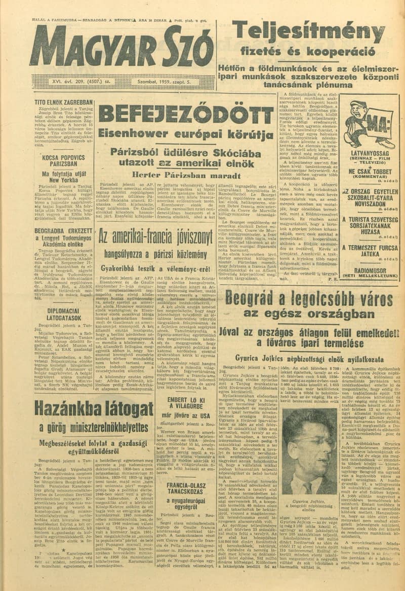 Magyar Szó, 16. évf. 1959. szeptember 5. 209. sz. 1–22. oldal