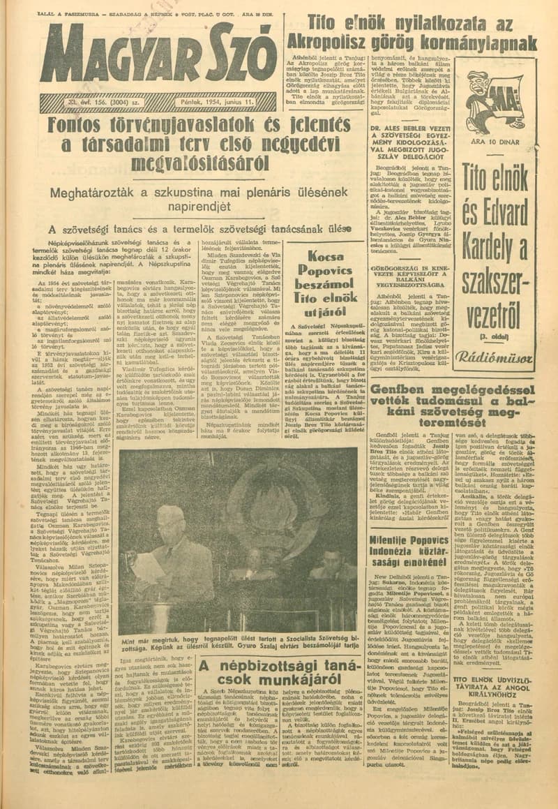 Magyar Szó, 11. évf. 1954. június 11. 156. sz. 1–8. oldal