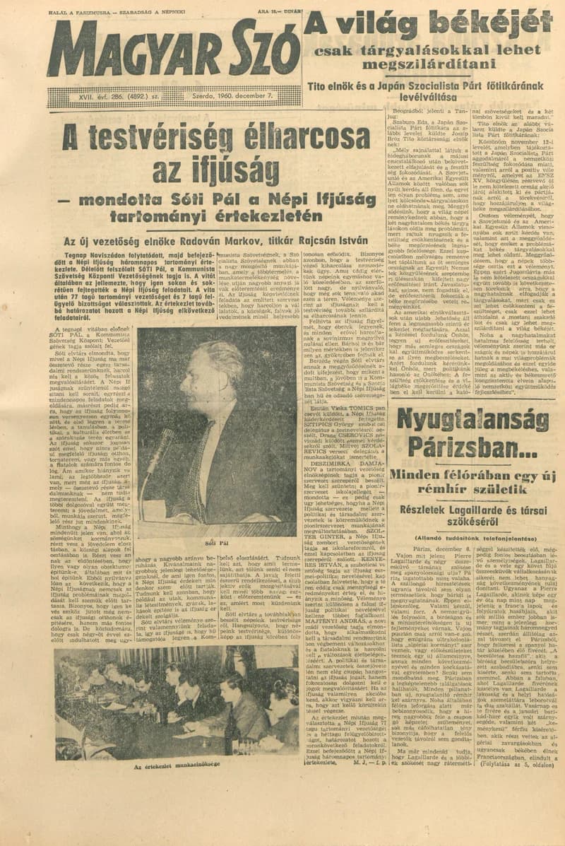 Magyar Szó, 17. évf. 1960. december 7. 286. sz. 1–22. oldal