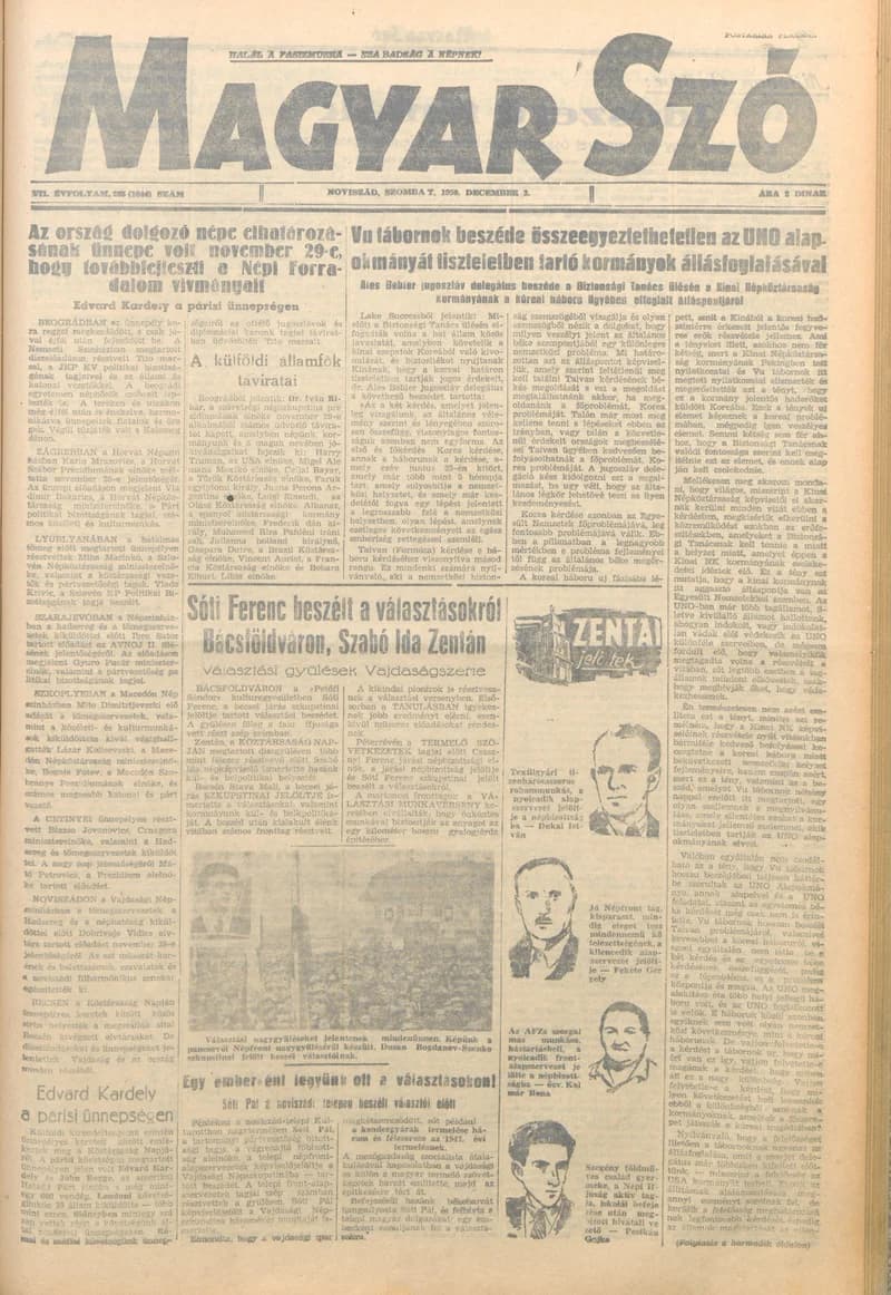 Magyar Szó, 7. évf. 1950. december 2. 285. sz. 1–4. oldal