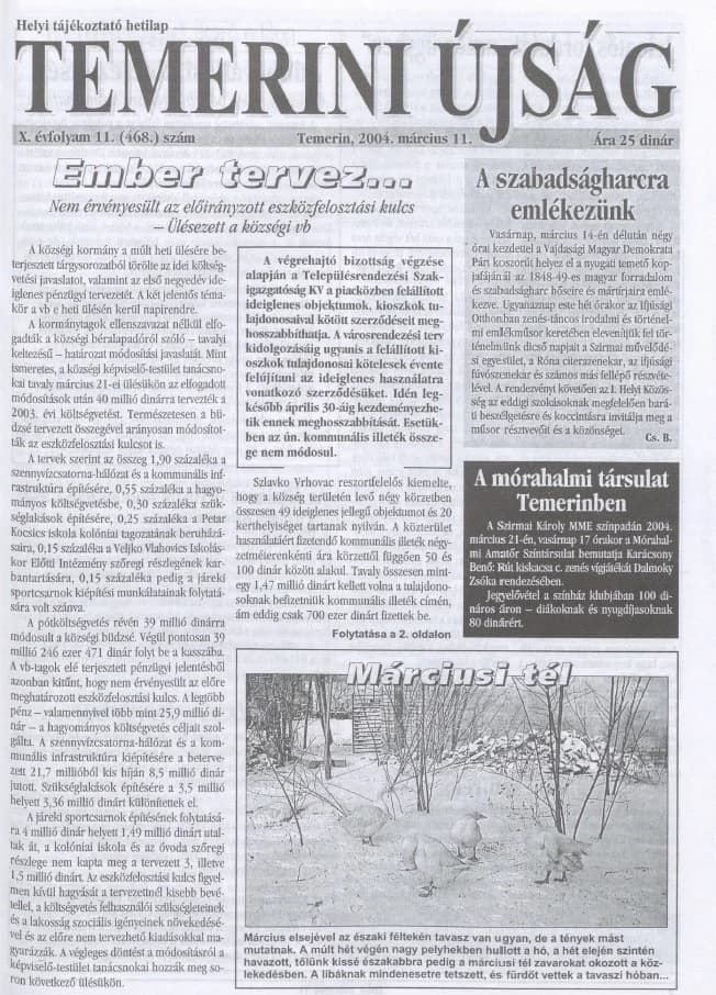 Temerini Újság, 10. évf. 2004. március 11. 11. sz.
