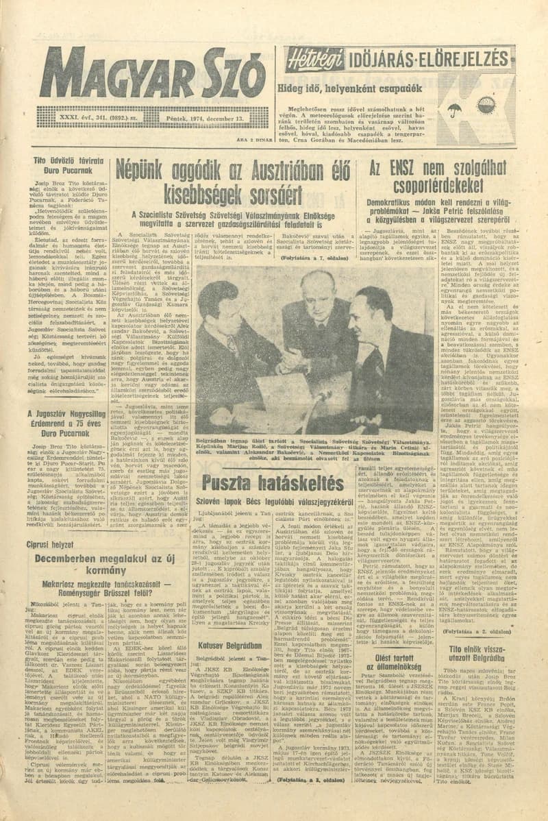 Magyar Szó, 31. évf. 1974. december 13. 341. sz. 1–20. oldal