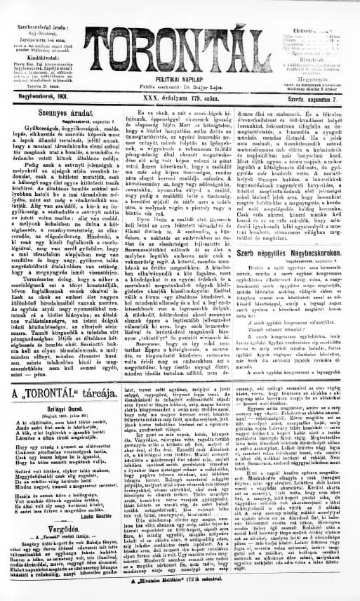 Torontál, 30. évf. 1901. augusztus 7. 179. sz.