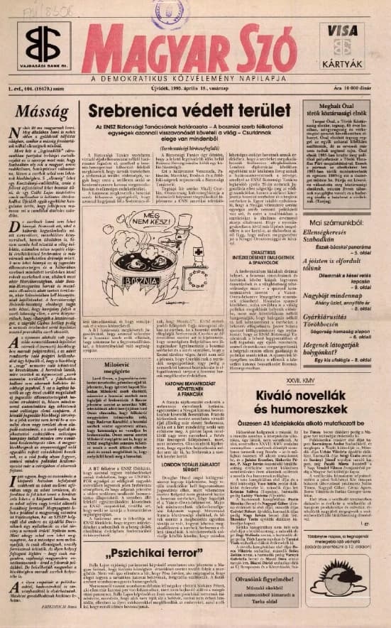 Magyar Szó, 50. évf. 1993. április 18. 104. sz. 1–24. oldal