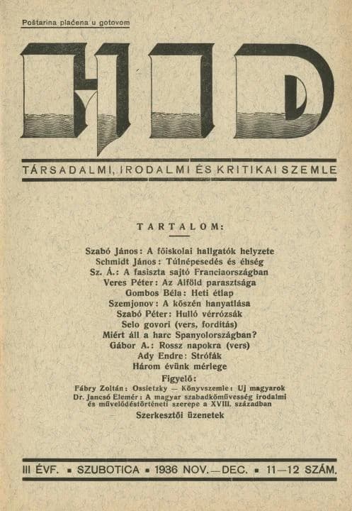Híd, 3. évf. 1936. november – december. 11–12. sz. 1–32. oldal