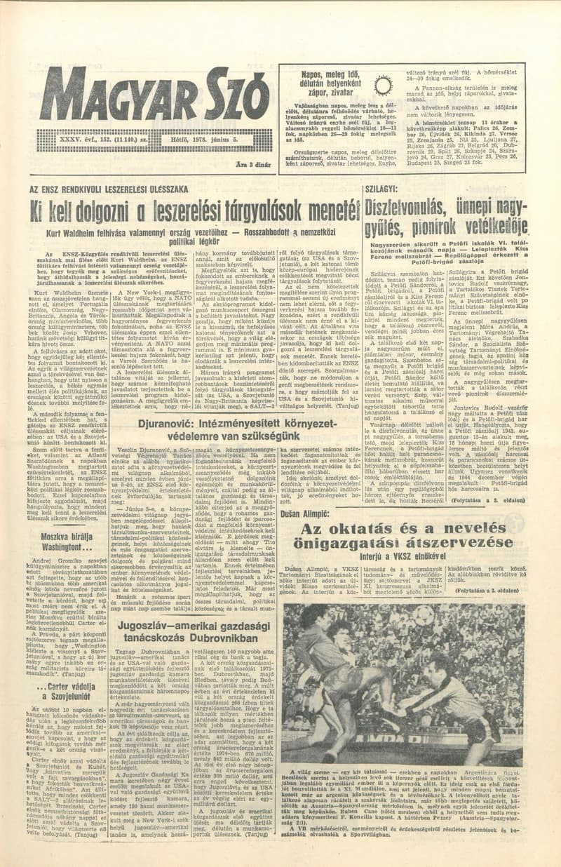 Magyar Szó, 35. évf. 1978. június 5. 152. sz. 1–8. oldal