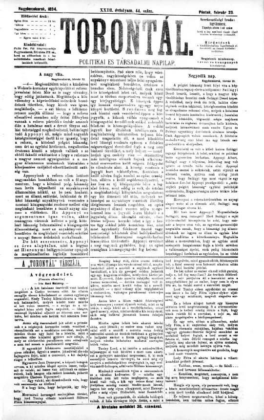 Torontál, 23. évf. 1894. február 23. 44. sz.