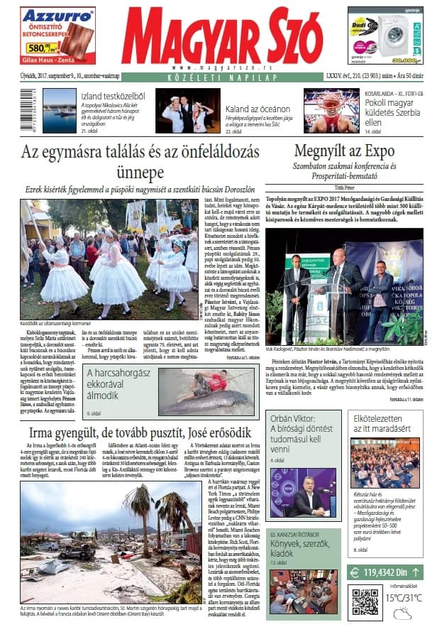 Magyar Szó, 74. évf. 2017. szeptember 9. – 10. 210. sz. 1–32. oldal