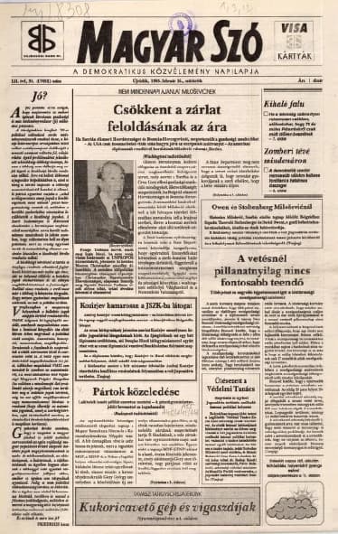 Magyar Szó, 52. évf. 1995. február 16. 38. sz. 1–16. oldal