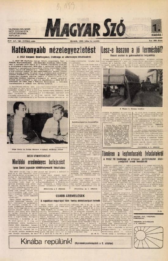 Magyar Szó, 45. évf. 1988. július 6. 184. sz. 1–16. oldal