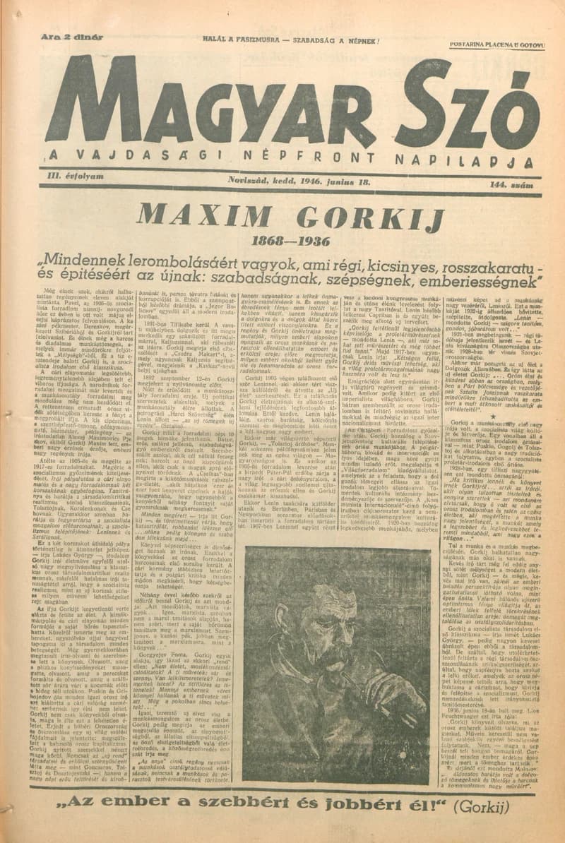 Magyar Szó, 3. évf. 1946. június 18. 144. sz. 1–10. oldal