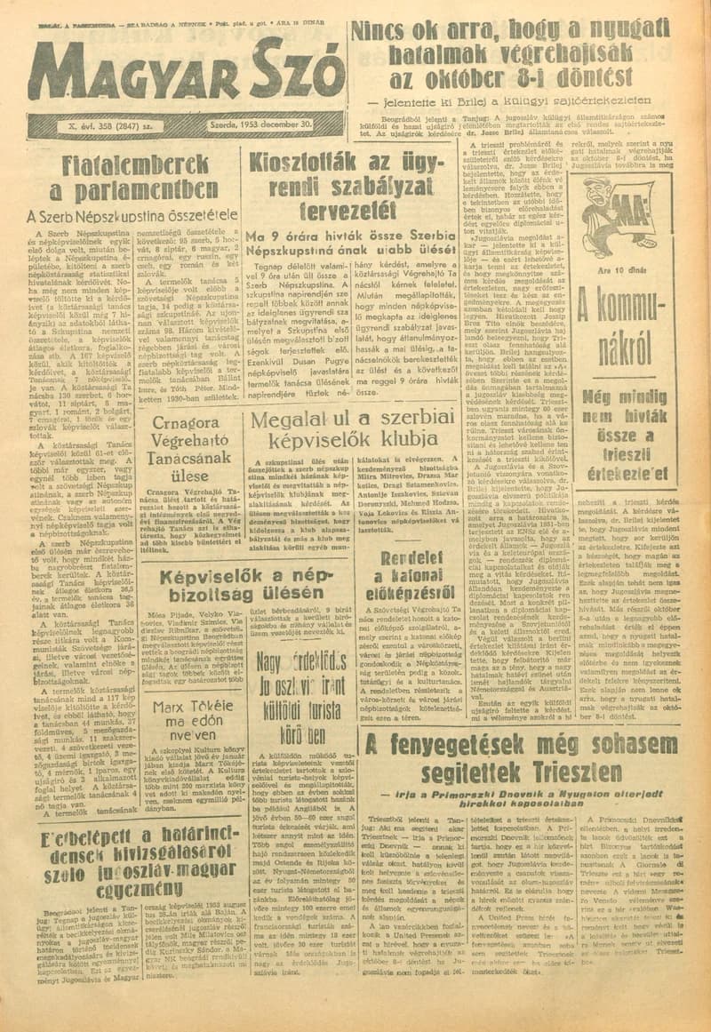 Magyar Szó, 10. évf. 1953. december 30. 358. sz. 1–10. oldal