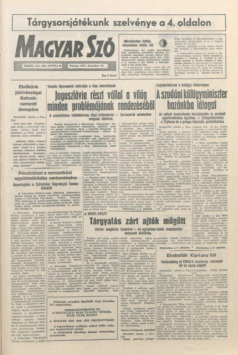 Magyar Szó, 34. évf. 1977. december 16. 344. sz.