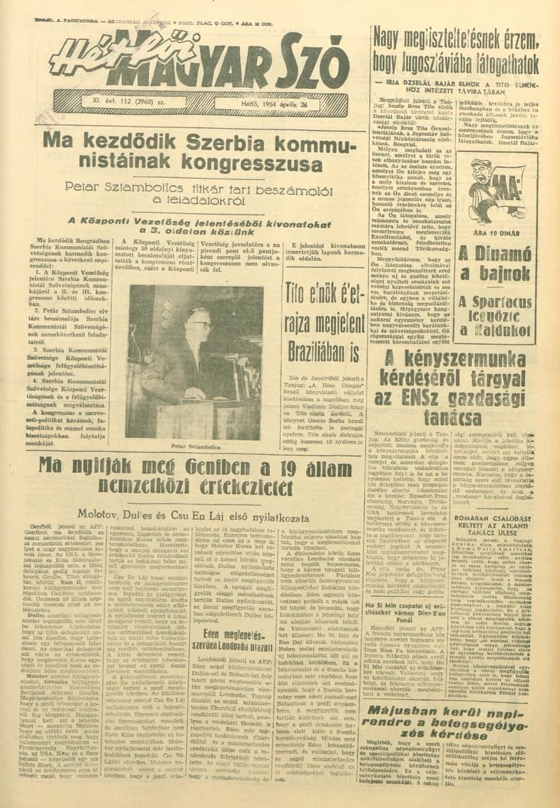 Magyar Szó, 11. évf. 1954. április 26. 112. sz. 1–6. oldal