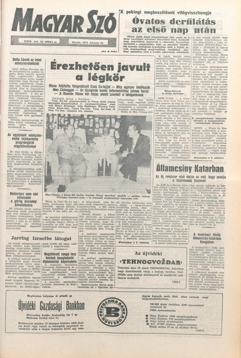Magyar Szó, 29. évf. 1972. február 23. 52. sz. 1–16. oldal