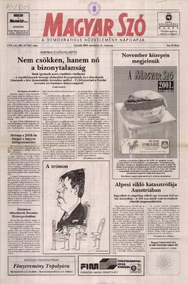 Magyar Szó, 57. évf. 2000. november 12. 269. sz. 1–24. oldal