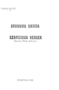 Stihovna satira / Szatirikus versek