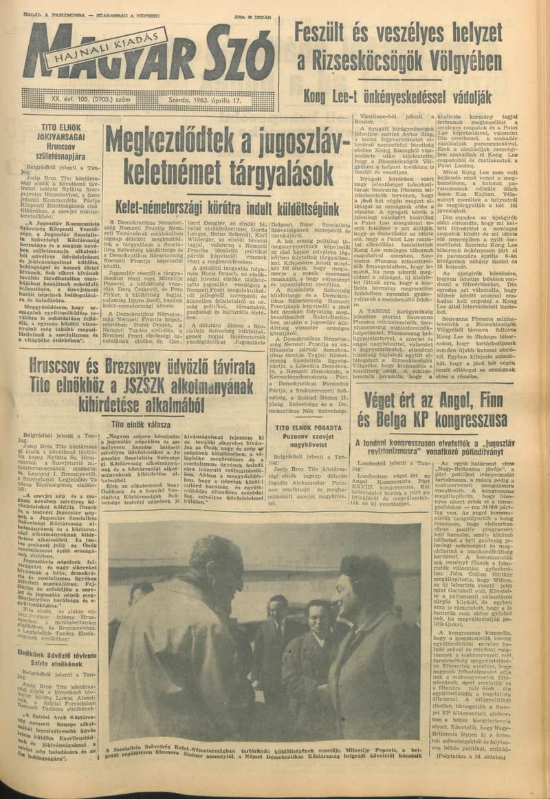 Magyar Szó, 20. évf. 1963. április 17. 105. sz. 1–16. oldal