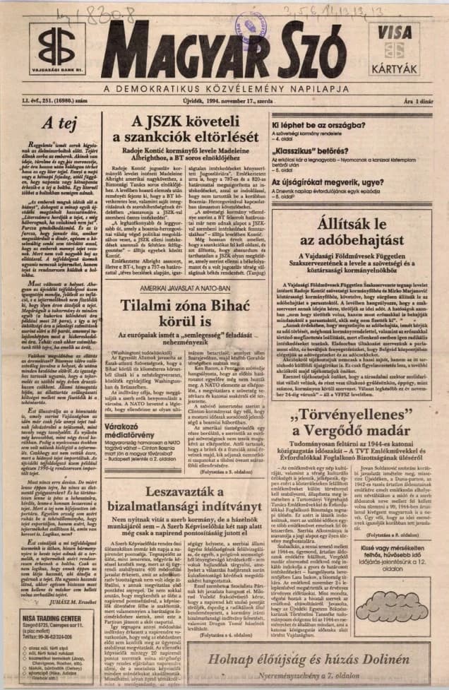 Magyar Szó, 51. évf. 1994. november 17. 251. sz. 1–16. oldal
