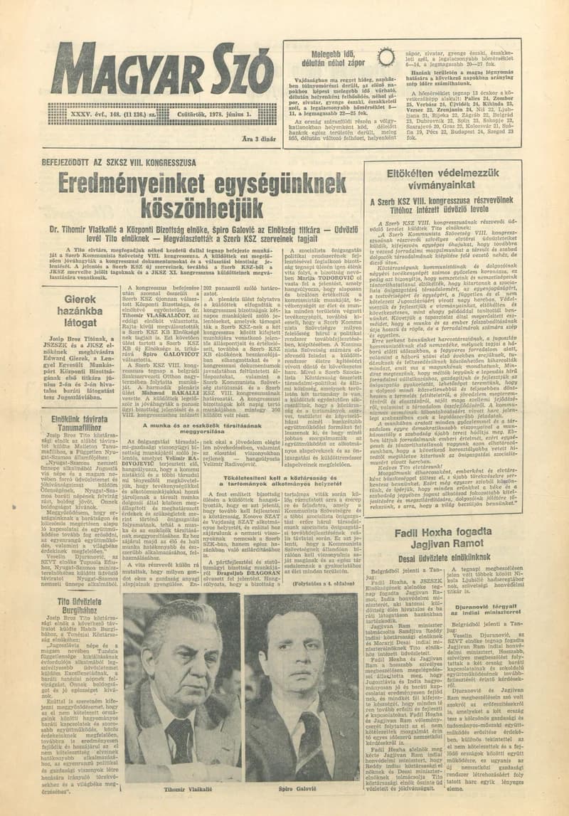 Magyar Szó, 35. évf. 1978. június 1. 148. sz. 1–20. oldal
