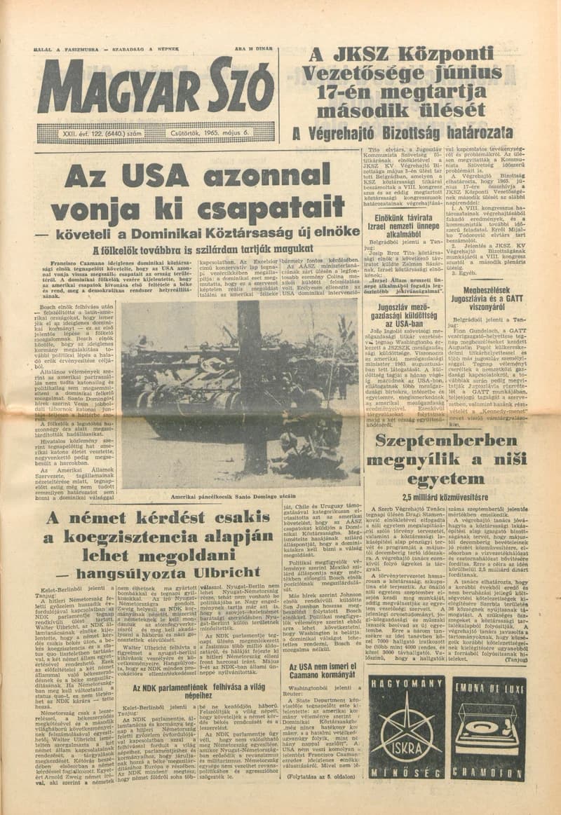 Magyar Szó, 22. évf. 1965. május 6. 122. sz. 1–14. oldal