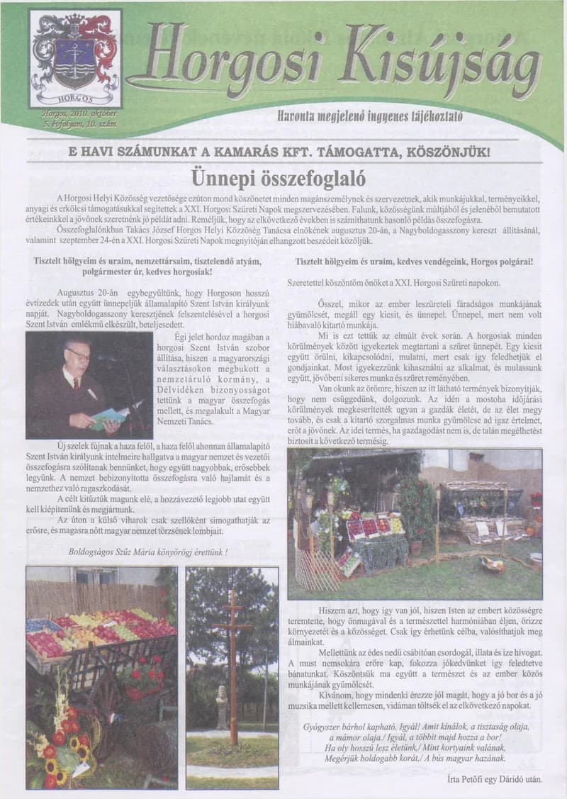 Horgosi Kisújság, 5. évf. 2010. október. 10. sz.