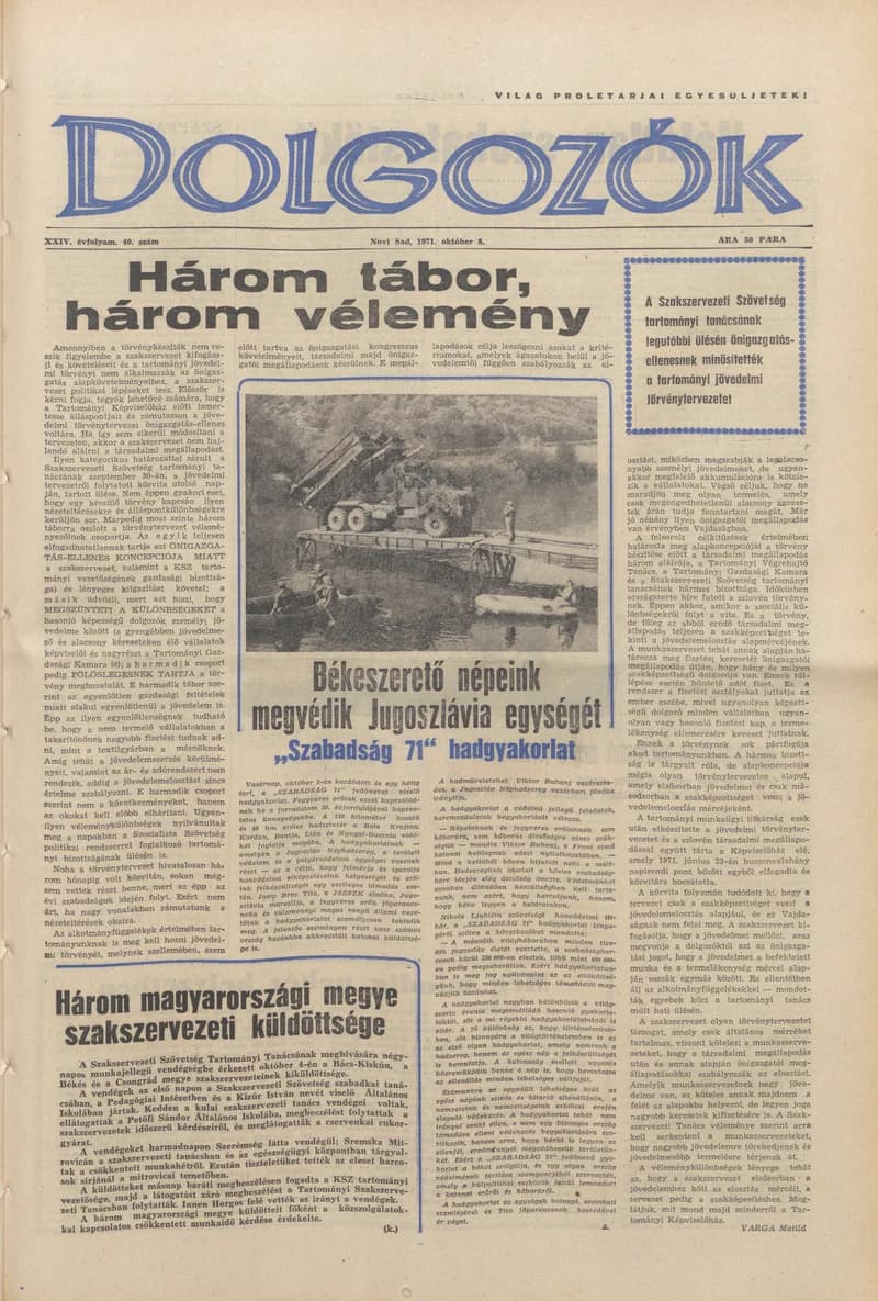 Dolgozók, 25. évf. 1971. október 8. 40. sz.