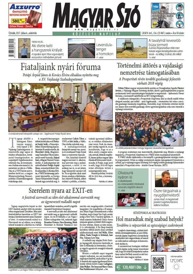 Magyar Szó, 74. évf. 2017. július 6. 154. sz. 1–20. oldal