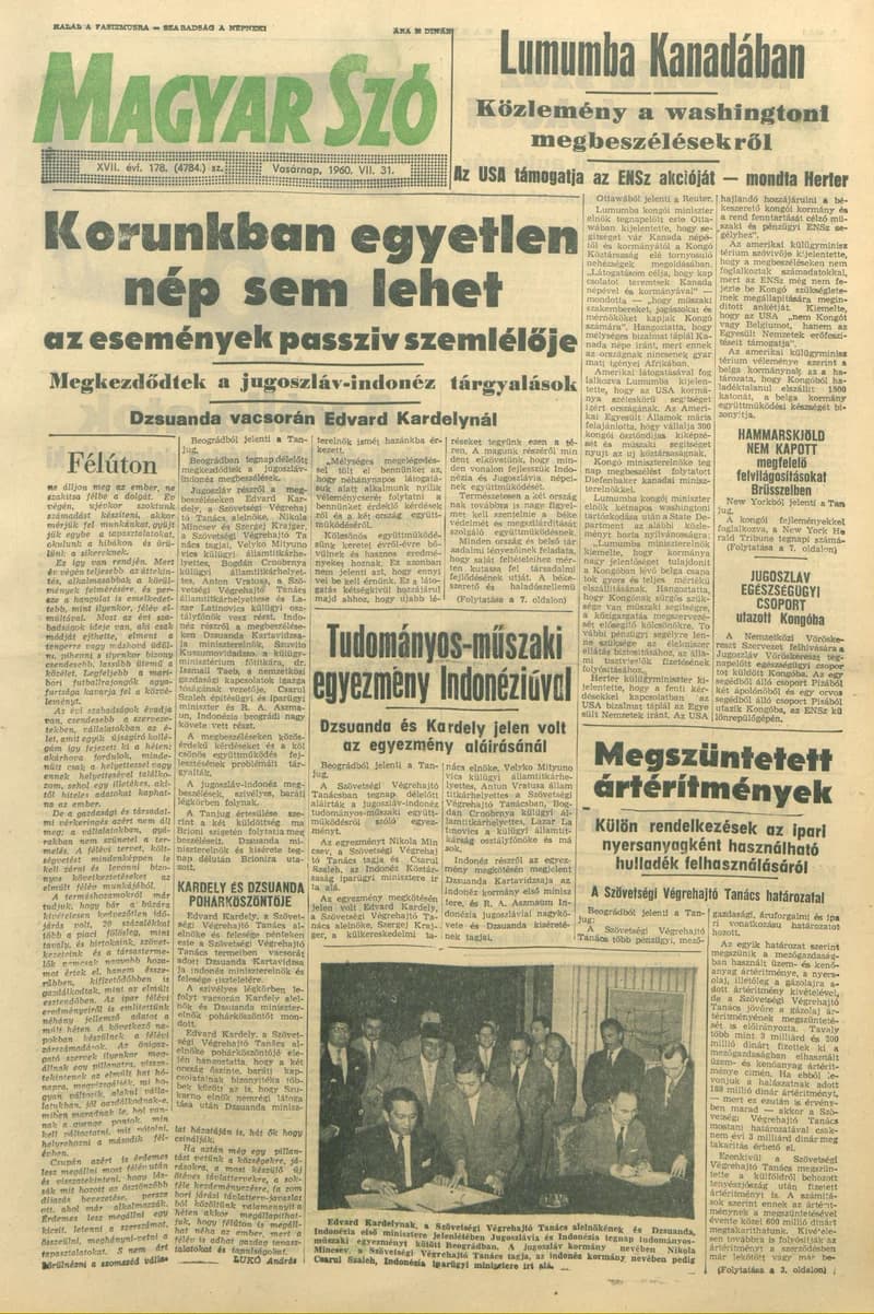 Magyar Szó, 17. évf. 1960. július 31. 178. sz. 1–30. oldal