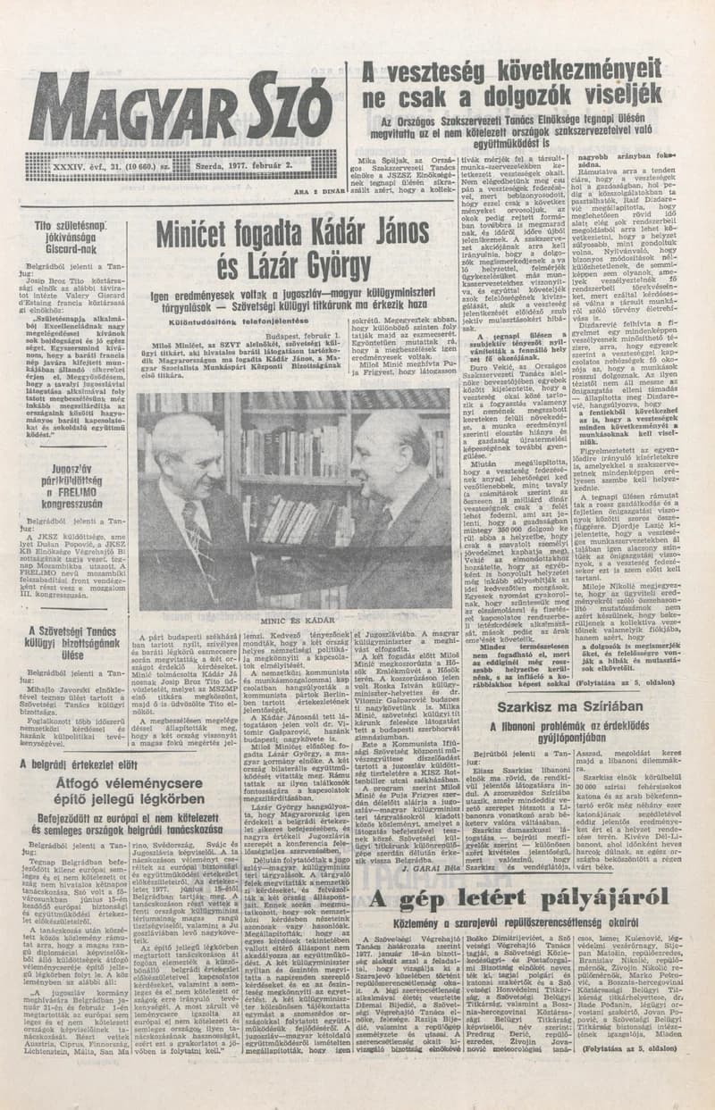 Magyar Szó, 34. évf. 1977. február 2. 31. sz.