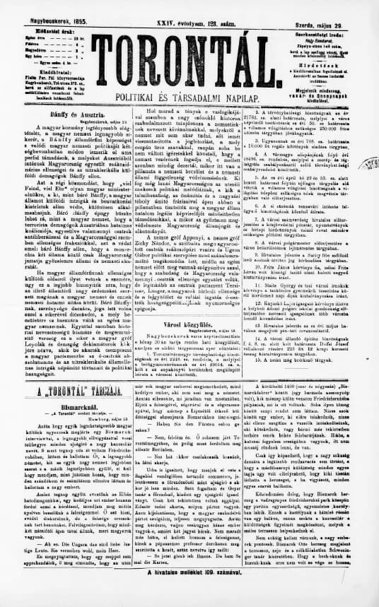 Torontál, 24. évf. 1895. május 29. 123. sz.