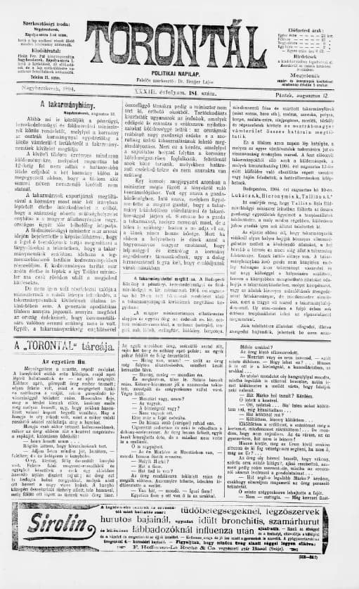 Torontál, 33. évf. 1904. augusztus 12. 184. sz.