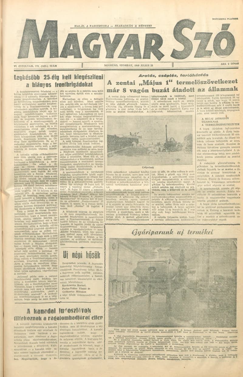 Magyar Szó, 6. évf. 1949. július 23. 173. sz. 1–4. oldal
