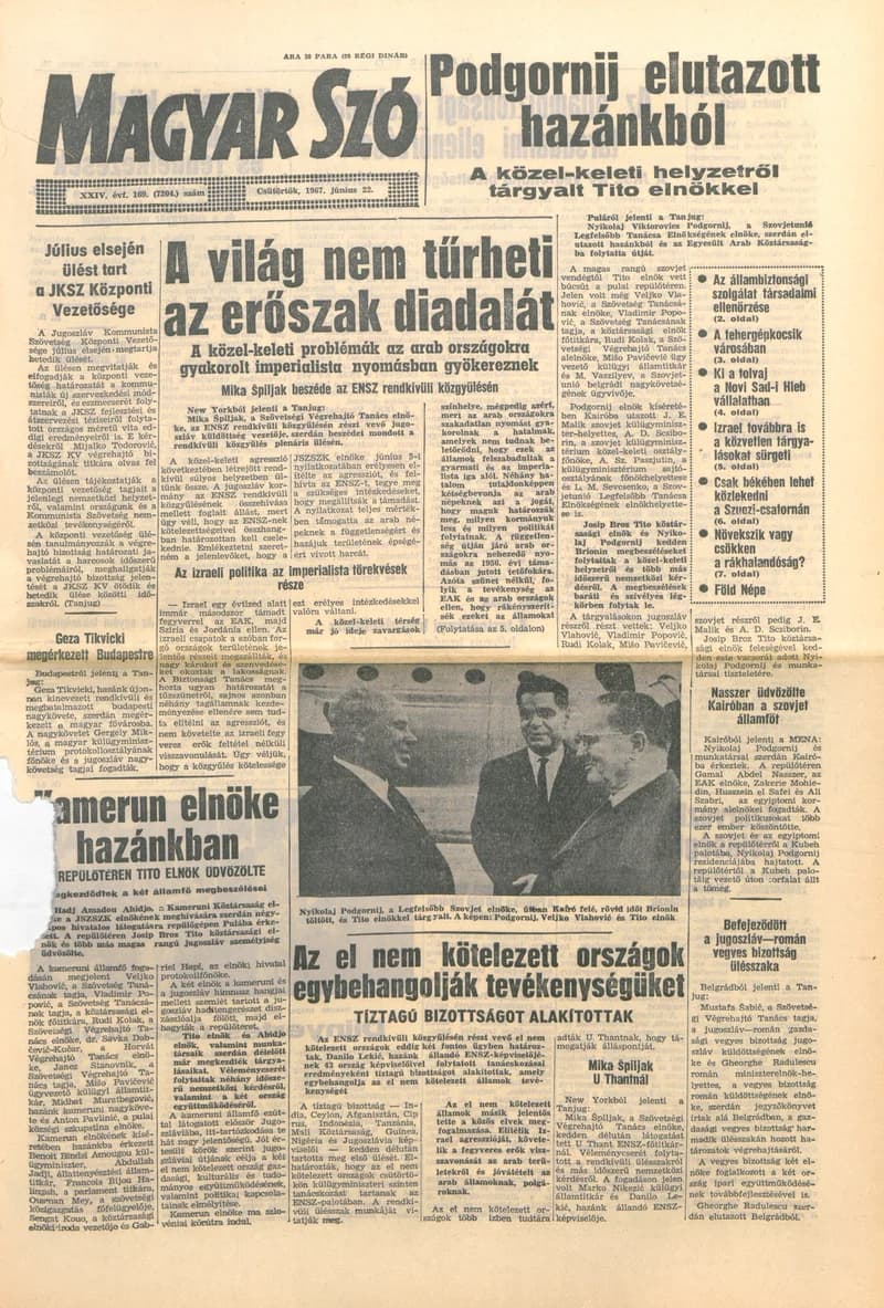 Magyar Szó, 24. évf. 1967. június 22. 169. sz. 1–12. oldal