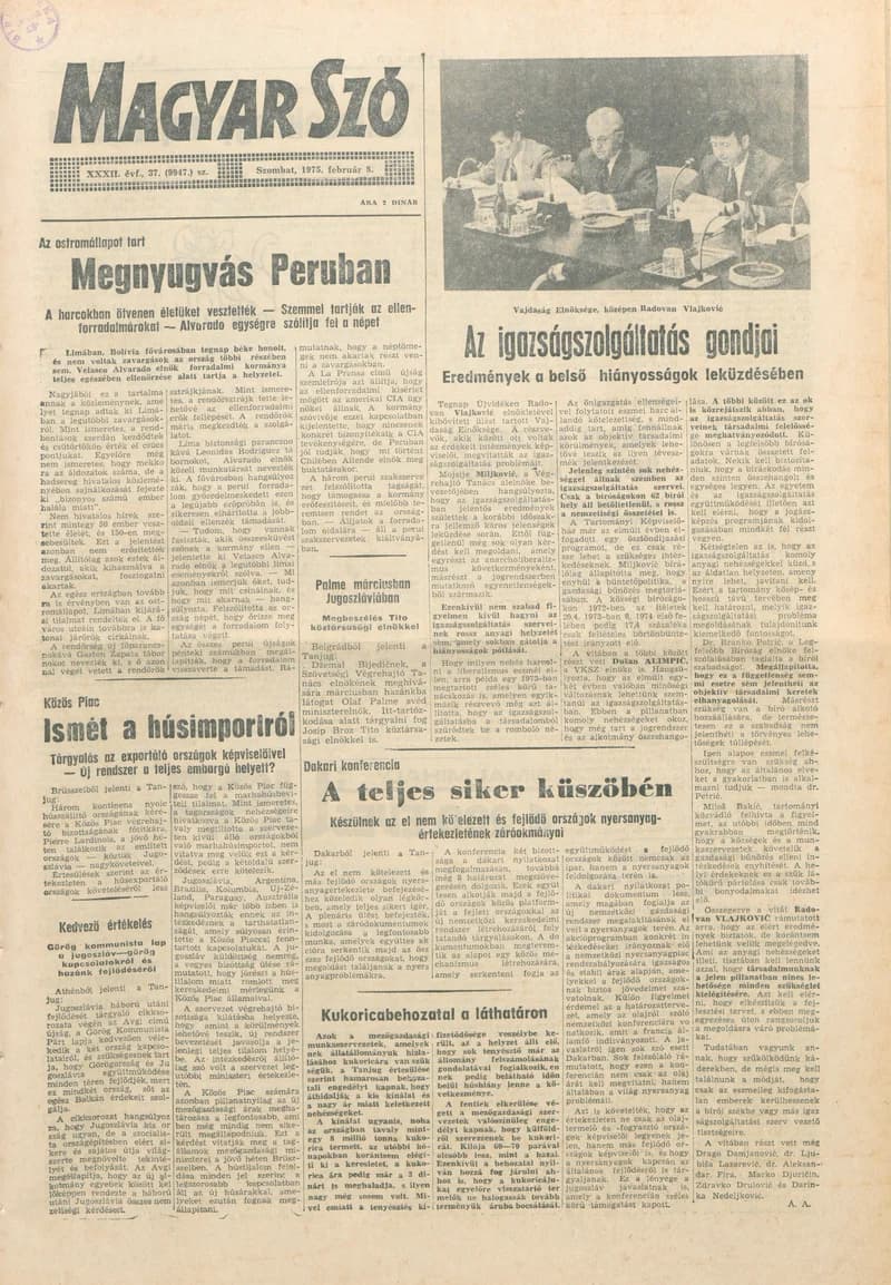 Magyar Szó, 32. évf. 1975. február 8. 37. sz.