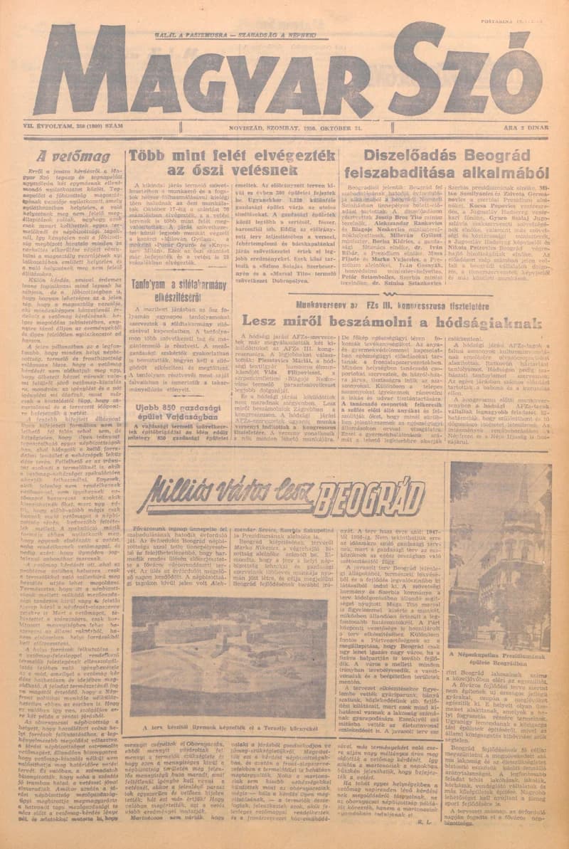 Magyar Szó, 7. évf. 1950. október 21. 70. sz. 1–4. oldal