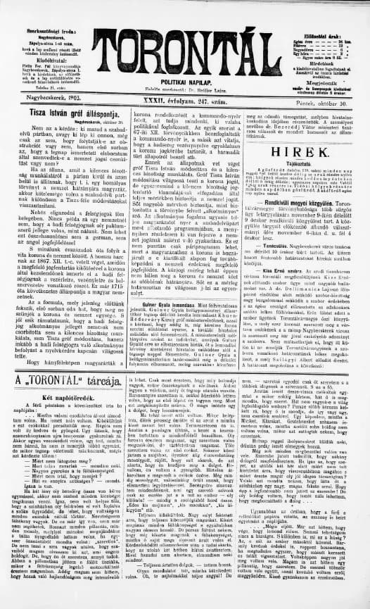 Torontál, 32. évf. 1903. október 30. 247. sz.