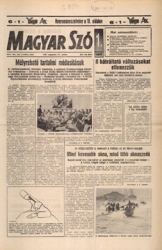 Magyar Szó, 44. évf. 1987. augusztus 19. 227. sz. 1–16. oldal