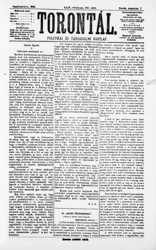 Torontál, 24. évf. 1895. augusztus 7. 180. sz.