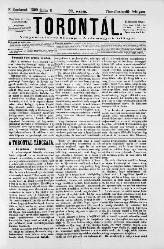 Torontál, 19. évf. 1890. július 6. 27. sz.