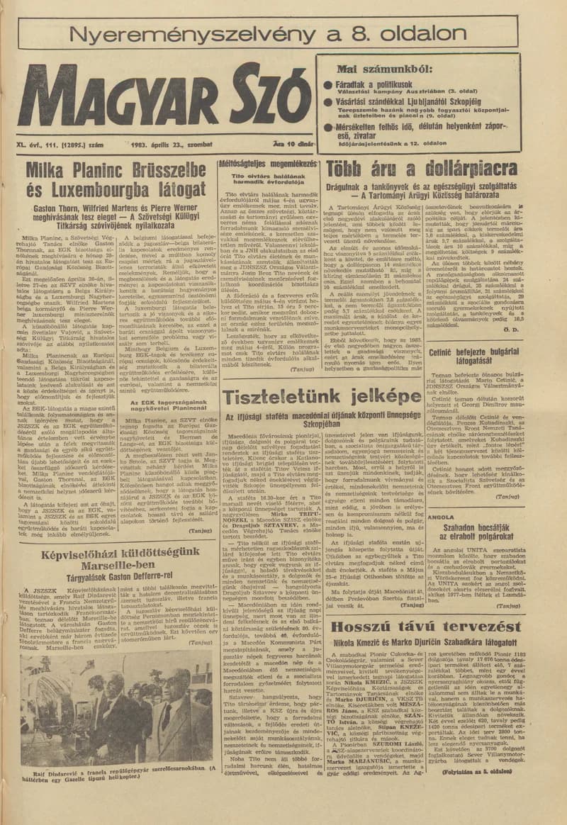 Magyar Szó, 40. évf. 1983. április 23. 111. sz. 1–24. oldal