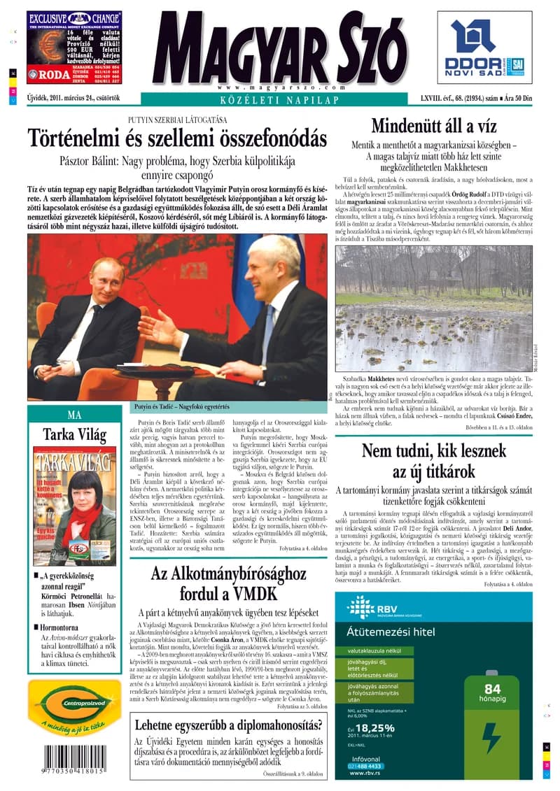 Magyar Szó, 68. évf. 2011. március 24. 68. sz. 1–20. oldal