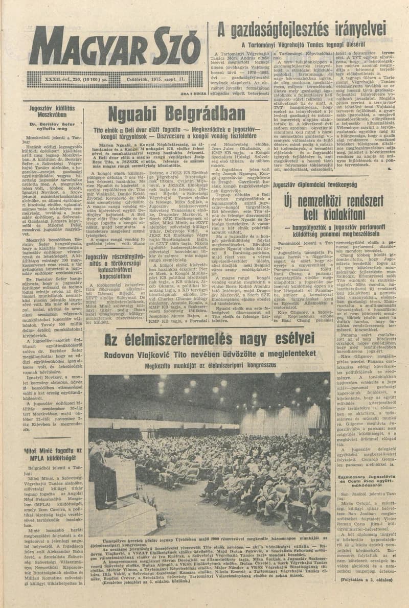 Magyar Szó, 32. évf. 1975. szeptember 11. 250. sz.
