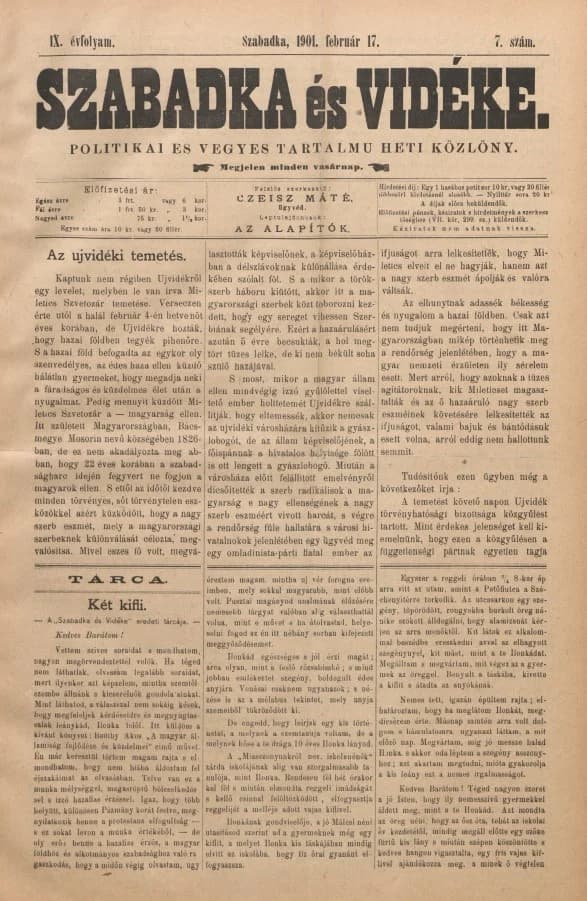 Szabadka és vidéke II, 9. évf. 1901. február 17. 7. sz.
