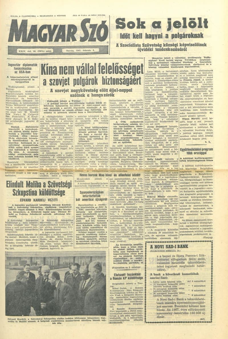 Magyar Szó, 24. évf. 1967. február 8. 36. sz. 1–16. oldal