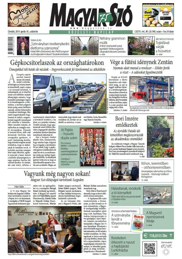 Magyar Szó, 76. évf. 2019. április 18. 89. sz. 1–20. oldal